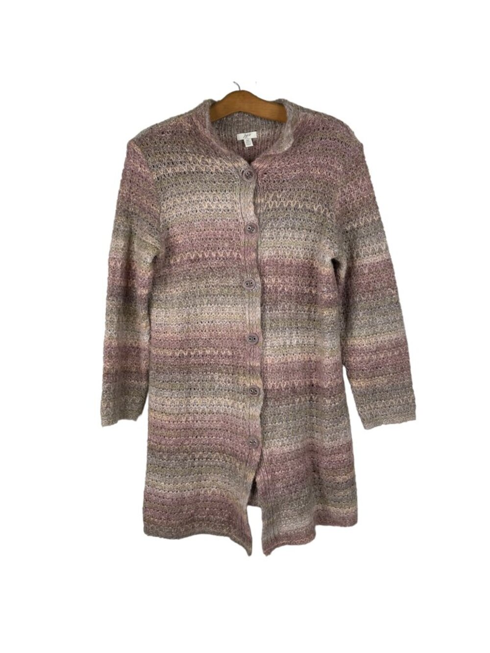 J Jill Cardigan Small Petite Alpaca Ombre Striped Cardigan Button Front Wool
